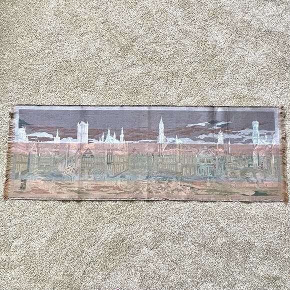 Rare Belgium Tapestry Brussels Bruges Gent Wall Hanging City Scene - Picture 13 of 13